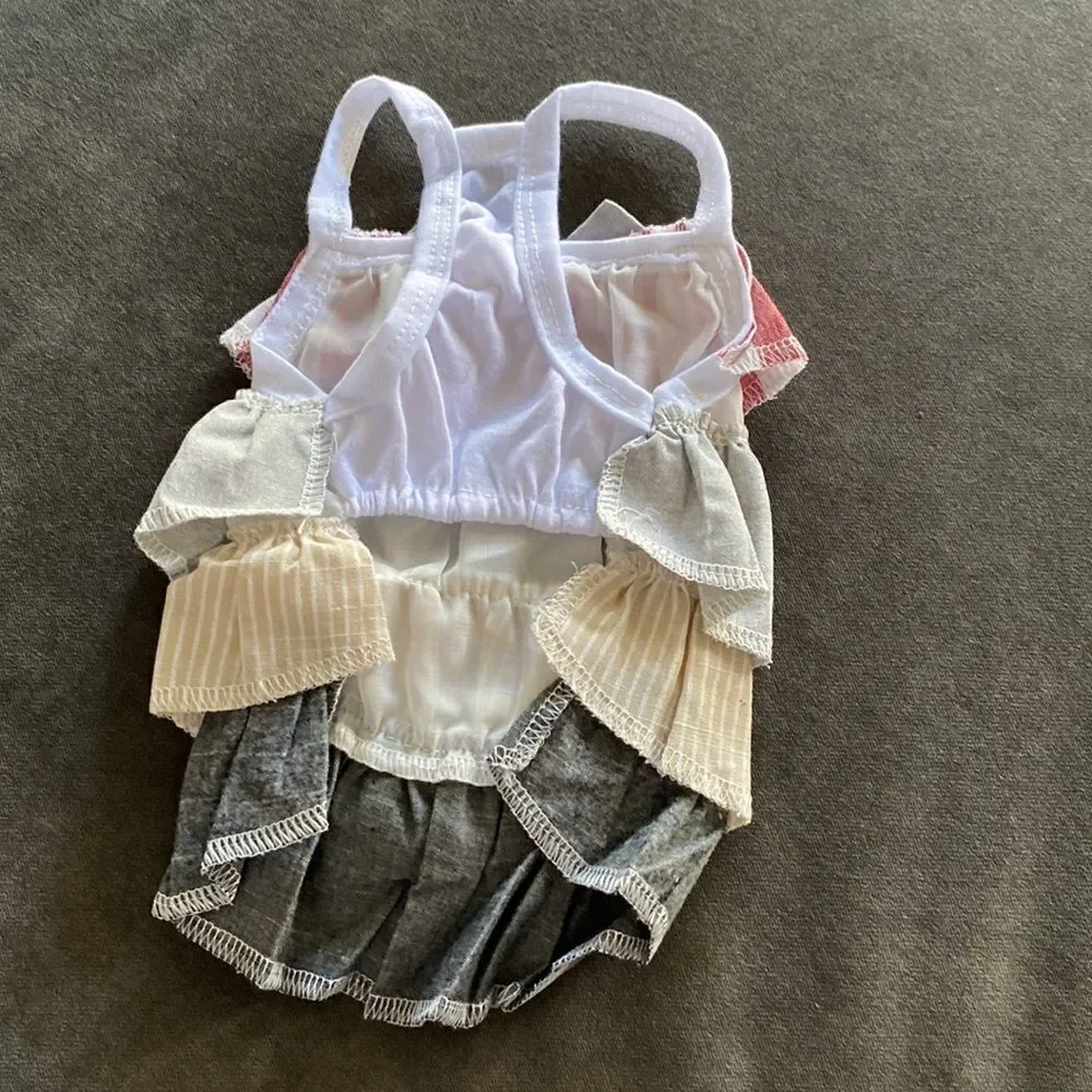 Dog Summer Ruffle Layer Dress with Bow Lightweight for Small Dogs Size XS NEW